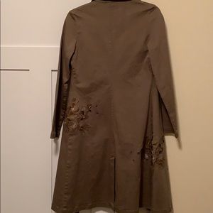 Army Green Floral Long Coat